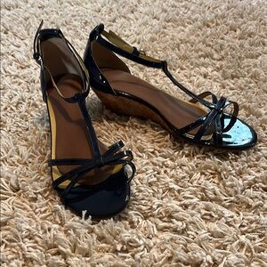 Boden Navy T-Strap Sandals